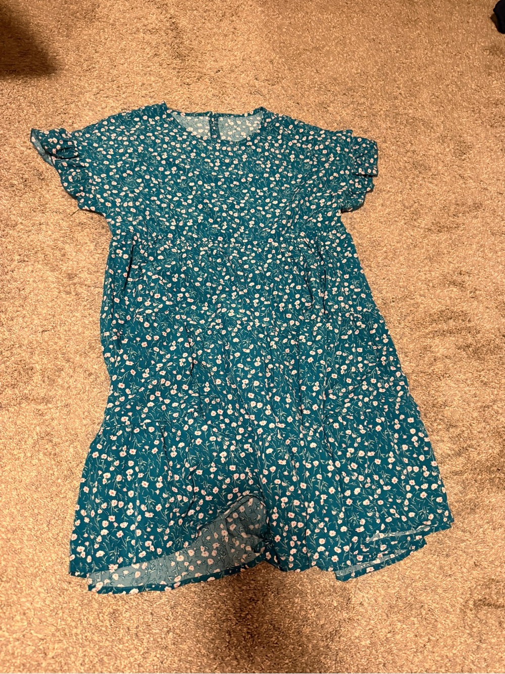 Women’s Teal Floral Tiered Dress